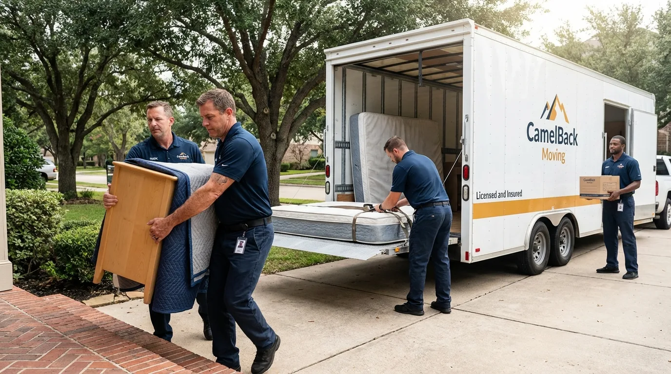 Crew loading residential truck for cross-state move from Basye, VA