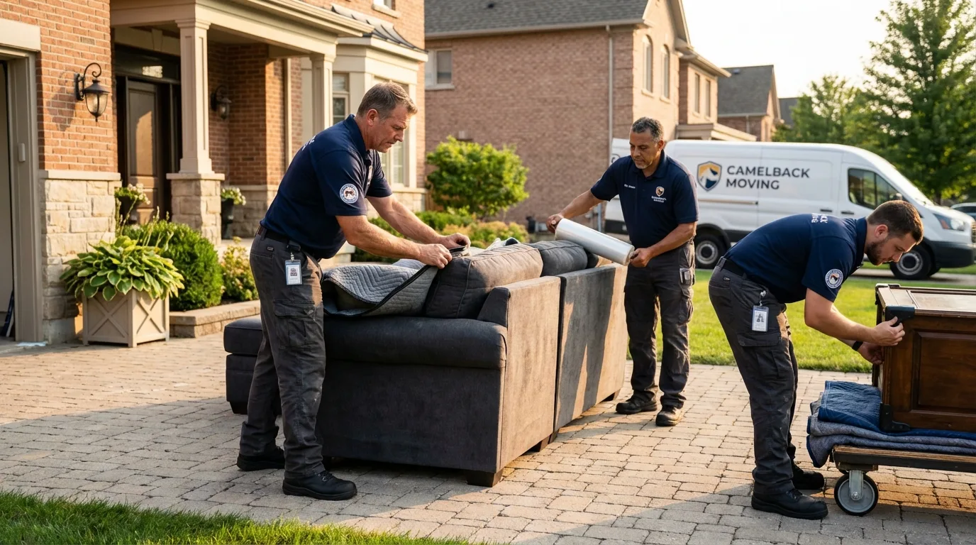 Large estate moving crew wrapping furniture in Basye, VA