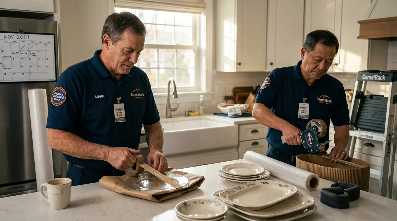 Professional crew packing kitchen dishware in Basye, VA